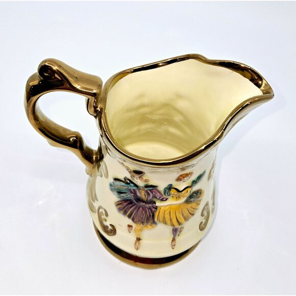Vintage Wade England Festival Pitcher W/ Gold Trim & Dancing Couple Design - Picture 4 of 6